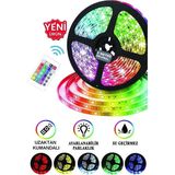 Ledon Şerit LED Işık Rgb 5 Metre Hazır Set Tak Çalıştır Kumandalı Adaptörlü Silikonlu