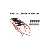 LEDONLİNE 10 Adet Oto Kablolu Sigorta Yuvası + 10 Adet 10 Amper Cam Sigorta Uyumlu