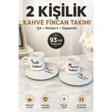 L'edoren 2'li Aile Fincan Takımı Evin Hanımı Evin Beyi 93 ml Türk Kahvesi Fincanı Hediye Kupa Seti - 001 - Beyaz