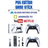 L'edoren 4K Android Tv Wifi Kablosuz Çift Kol Retro Oyunlar Game Stick 64GB Hafıza 10000 Oyun Atari - Beyaz - 2. Kol, HDMI Kablo