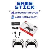 L'eDoren 4k Android TV Wifi Kablosuz Çift Kol Retro Oyunlar Game Stick 64gb Hafıza 10000 Oyun Atari U10gamestick