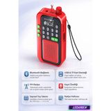 L'edoren C9 Bluetooth Şarjlı Radyo USB & Tf Kart Okuyucu Deprem Çantasına Uygun Fm Radyo - Kırmızı