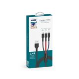 L'eDoren Force Örgülü Ve Güçlendirilmiş 100 Cm Çoklu Şarj Ve Data Kablosu Micro/lightning/type C Cb631