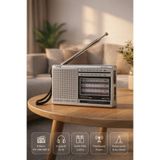L'eDoren Gri NS-8153 Taşınabilir Pilli Cep Radyosu Deprem Çantası Radyosu Am Fm SW-1-6 8 Bandlı Mini Radyo NS-8153 Gri