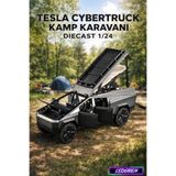 L'eDoren Gri Renkli Tesla Cybertruck Pickup Karavan 1/24 Diecast Koleksiyon Maket Model Araba ile uyumlu