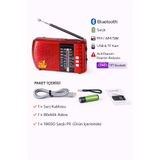 L'eDoren ICF8BT Bluetooth’lu Şarjlı Cep Radyosu | FM AM SW | USB TF Kart | Acil Durum & Deprem Radyosu Kırmızı ile uyumlu