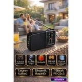 L'eDoren K-258 Pilli Cep Radyosu FM/AM Bantları Destekli Kulaklık Girişli El Kayışlı Siyah Nostaljik Radyo