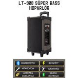 L'eDoren Lt-908 Süper Bass Şarjlı Mikrofonlu Hoparlör Karaoke Sistemi 80 Watt Taşınabilir Parti Box