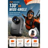 L'edoren Manyetik Kordonlu Mini 1080P Aksiyon Kamerası Uzun Pil Ömrü IPS Ekran Type-C Bağlantı - Siyah