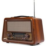 L'edoren Nostaljik Radyo Gerçek Ahşap Eskitme Bluetooth Hoparlör Mp3 Çalar Müzik Kutusu