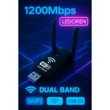 L'eDoren Pc Için Çift Anten AC1200 Mbps Dual Band USB 3.0 Adaptör Kablosuz Wi-Fi Alıcı CiftAntenWifi