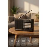 L'eDoren Siyah NS-8153 Taşınabilir Pilli Cep Radyosu Deprem Çantası Radyosu Am Fm SW-1-6 8 Bandlı Mini Radyo