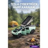 L'eDoren Yeşil Renkli Tesla Cybertruck Pickup Karavan 1/24 Diecast Koleksiyon Maket Model Araba ile uyumlu