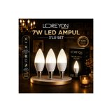 LEDREYON 3 Adet 7W Buji Led Ampul E-14 Duy Buji Mum Ampul Doğal Beyaz Işık 4000K