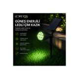 LEDREYON 7w Yeşil Işık Güneş Enerjili Solar Çim Bahçe Aydınlatma Armatürü Led Işıklı Çim Aydınlatması