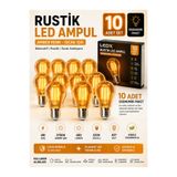 LEDX 10 ADET KIRILMAZ RUSTİK LED AMPUL 4W AMBER IŞIK 400 LÜMEN E27 DEKORATİF FİLAMENT AMPUL OTANTİK CAFE RESTORAN EV AYDINLATMA,Dekoratif Vintage Edison Glop Ampul 220V,
