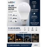 Ledx 12-48VOLT 9 Watt LED Ampul E27 Duylu 48 Volta Kadar Destekler Gemi Akü Solar Sistemlere Uyumlu - 5li Paket