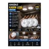 LEDX 3ADET Sensörlü Kabin LEDi Beyaz Işık Hareket Sensörlü Şarjlı Dolap İçi Lamba Mıknatıslı Kabin Lambası,Şarjlı Sensörlü Dolap Içi Kablosuz Led Kabin Aydınlatma Mıknatıslı Gece Lambası