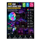 LEDX 4W Mini USB Disko Topu Renkli RGB LED Partilambası, Araba & Ev için360° Dönen Renkli LED Disko Ampulü -Standart Duy, Gece Kulübü & Pavyon Efektli Parti Lambası
