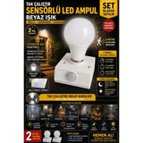 Ledx Sensörlü Lamba, Sök-Tak Sensörlü LED Ampul Seti | 6 Metre Hareket Sensörlü Parlak Beyaz Işık | Gece-Gündüz & Zaman Ayarlı Otomatik Gece Lambası Duy Takım - Çok Renkli