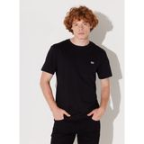 Lee Bisiklet Yaka Baskılı Siyah Erkek L60Ufq01_ Logo T-Shirt - XS