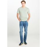 Lee Bisiklet Yaka Mint Erkek T-Shirt ML60UFQ303 Regular Fit Patch Logo - Mavi