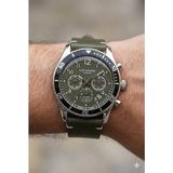 Lee Cooper 41MM Çelik Kasa, Haki Deri Kordon, Multifonksiyon Erkek Kol Saati - Gümüş - Haki