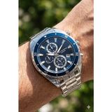 Lee Cooper 43MM Çelik Kasa, Spor Lacivert Kadran, Gümüş Renk Çelik Kordon, Erkek Kol Saati