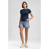 Lee Cooper Abel Kadın Basic Bisiklet Yaka T-Shirt Mavi