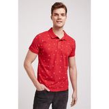 Lee Cooper Anchors Erkek %100 Pamuk Baskılı Polo Yaka T-Shirt Kırmızı - 604-Kırmızı