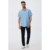 Lee Cooper Andre Erkek Dokuma Gömlek Mavi - 2XL