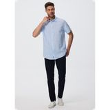 Lee Cooper Andre Erkek Dokuma Gömlek Mavi - XL