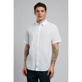 Lee Cooper Andre Erkek Kısa Kol Dokuma Gömlek Beyaz - 2XL
