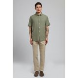 Lee Cooper Andre Erkek Kısa Kol Dokuma Gömlek Haki - 2XL - Yeşil