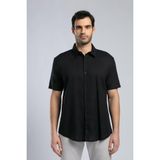 Lee Cooper Andre Erkek Kısa Kol Dokuma Gömlek Siyah - XL