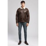 Lee Cooper Avery Erkek Nubuk Mont Kahverengi Klasik Yaka Deri XL Beden