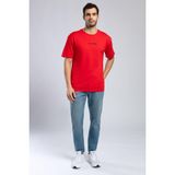 Lee Cooper Aylex Erkek %100 Pamuk O Yaka T-Shirt Kırmızı - 604-Kırmızı