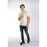 Lee Cooper Baselo Erkek %100 Pamuk O Yaka T-Shirt Bej - 2XL - Beyaz