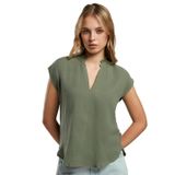 Lee Cooper Bisiklet Yaka Düz Haki Kadın Bluz 252 LCF 242002 JANET HAKİ