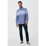 Lee Cooper Carlo Erkek %100 Pamuk Dokuma Gömlek Mavi-Beyaz - S