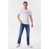 Lee Cooper Cedric Erkek %100 Pamuk Bisiklet Yaka T-Shirt Off White