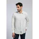 Lee Cooper Çizgili % 100 Pamuk Regular Fit Klasik Yaka Gömlek Erkek Gömlek 252 Lcm 241008 1309 - Ekru - Lacivert - 2XL