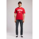 Lee Cooper CLIFF Erkek Loose %100 Pamuk Baskılı Bisiklet Yaka T-Shirt Kırmızı