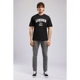 Lee Cooper Clıff Erkek Loose %100 Pamuk Baskılı Bisiklet Yaka T-Shirt Siyah - 05-Siyah