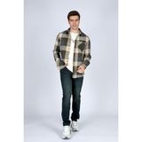 Lee Cooper Deon Erkek Dokuma Uzun Kol Gömlek Haki-Bej - 2XL - Yeşil