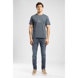 Lee Cooper Desavy Erkek Regular Fit %100 Pamuk Baskılı Bisiklet Yaka T-Shirt İndigo - Mavi