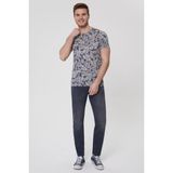 Lee Cooper Drake Erkek Bisiklet Yaka T-Shirt İndigo - 004-Mavi