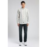 Lee Cooper Drake%100 Pamuk Uzun Kol Dokuma Gömlek Lacivert-Bej Çizgili, S, 252 LCM 241011, LACİVERT-BEJ ÇİZGİLİ, Erkek