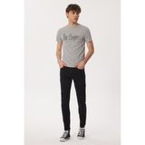 Lee Cooper Drawinglogo Erkek %100 Pamuk O Yaka T-Shirt Gri Melanj - 095-Gri