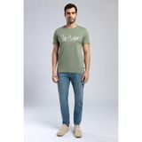 Lee Cooper Drawinglogo Erkek %100 Pamuk O Yaka T-Shirt Haki - 10-Yeşil